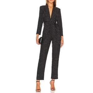 Karina Grimaldi 'Benjamin' Black Rhinestone Sequin Jumpsuit Size XS - NWT